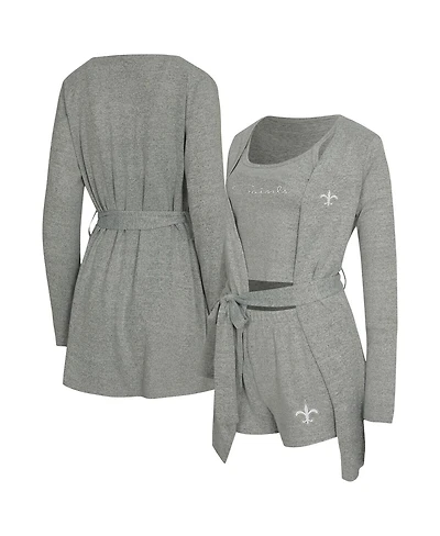 Concepts Sport Women's 2-Piece Heather Gray New Orleans Saints Rigor Tank and Short Robe Set