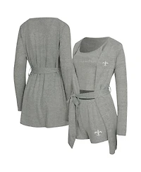 Concepts Sport Women's 2-Piece Heather Gray New Orleans Saints Rigor Tank and Short Robe Set