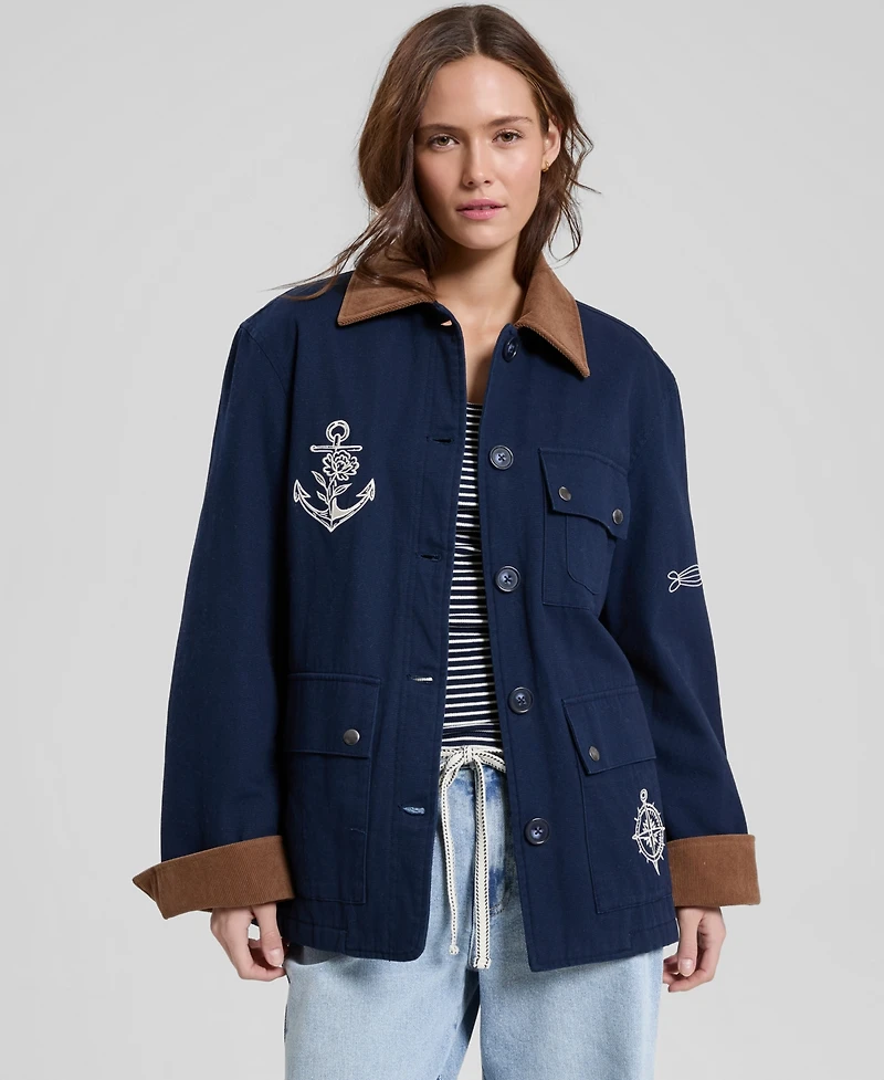 And Now This Women's Embroidered Barn Jacket, Macy's Exclusive