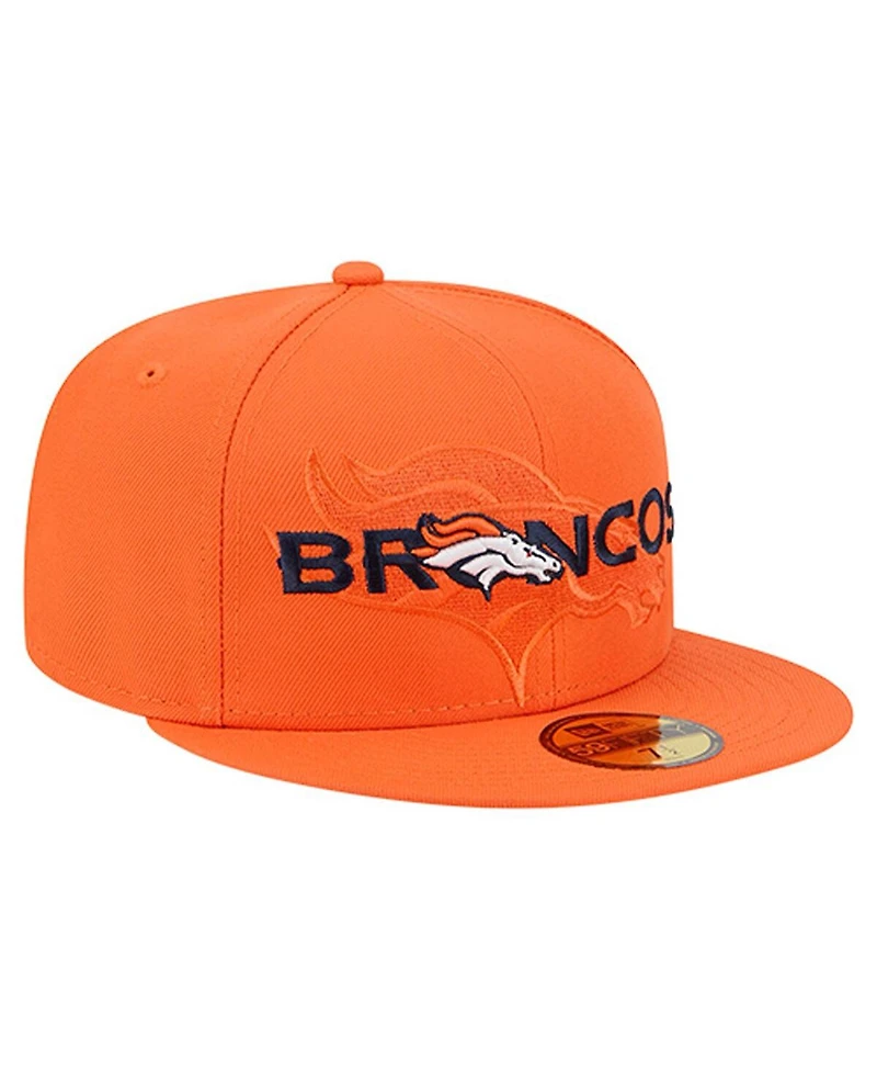 New Era Men's Orange Denver Broncos Overlap Wordmark 59FIFTY Fitted Hat