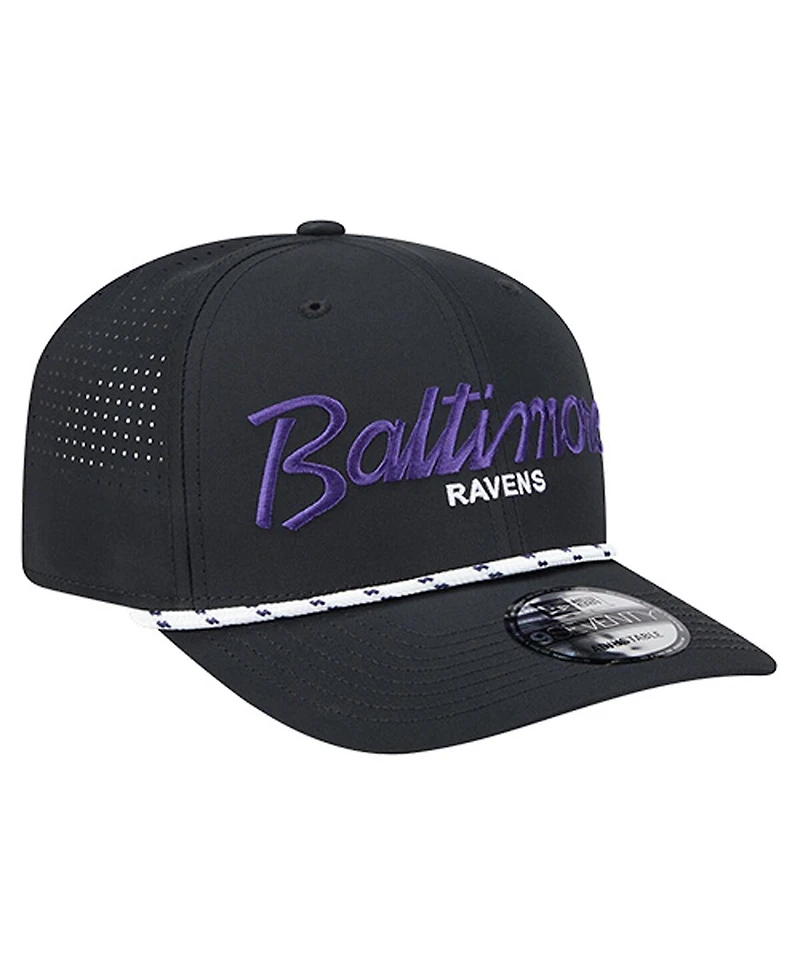 New Era Men's Black Baltimore Ravens Script 9SEVENTY Adjustable Hat