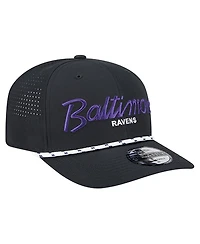 New Era Men's Black Baltimore Ravens Script 9SEVENTY Adjustable Hat