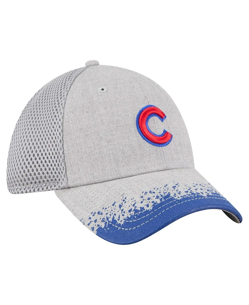 New Era Men's Gray Chicago Cubs Visor Paint Splatter 39THIRTY Flex Hat