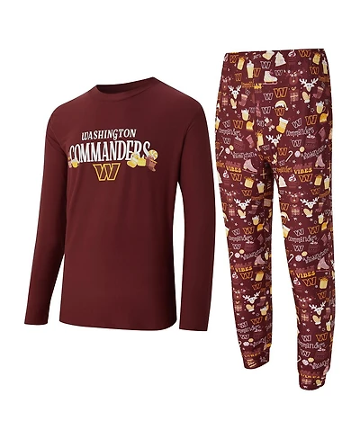 Concepts Sport Men's 2-Piece Maroon Washington Commanders Chestnut Long Sleeve Top and Pants Set