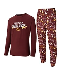 Concepts Sport Men's 2-Piece Maroon Washington Commanders Chestnut Long Sleeve Top and Pants Set