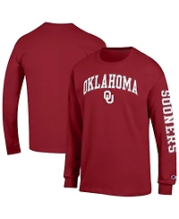 Champion Men's Crimson Oklahoma Sooners Arch Over Logo 2-Hit Long Sleeve T-Shirt