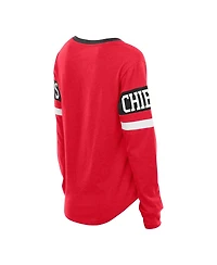 New Era Women's Red Kansas City Chiefs Plus Throwback Lace-Up Long Sleeve T-Shirt