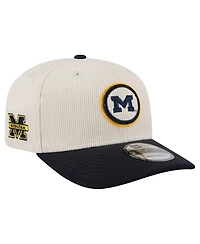 New Era Men's Cream/Navy Michigan Wolverines Loyal Corduroy 9SEVENTY Adjustable Hat