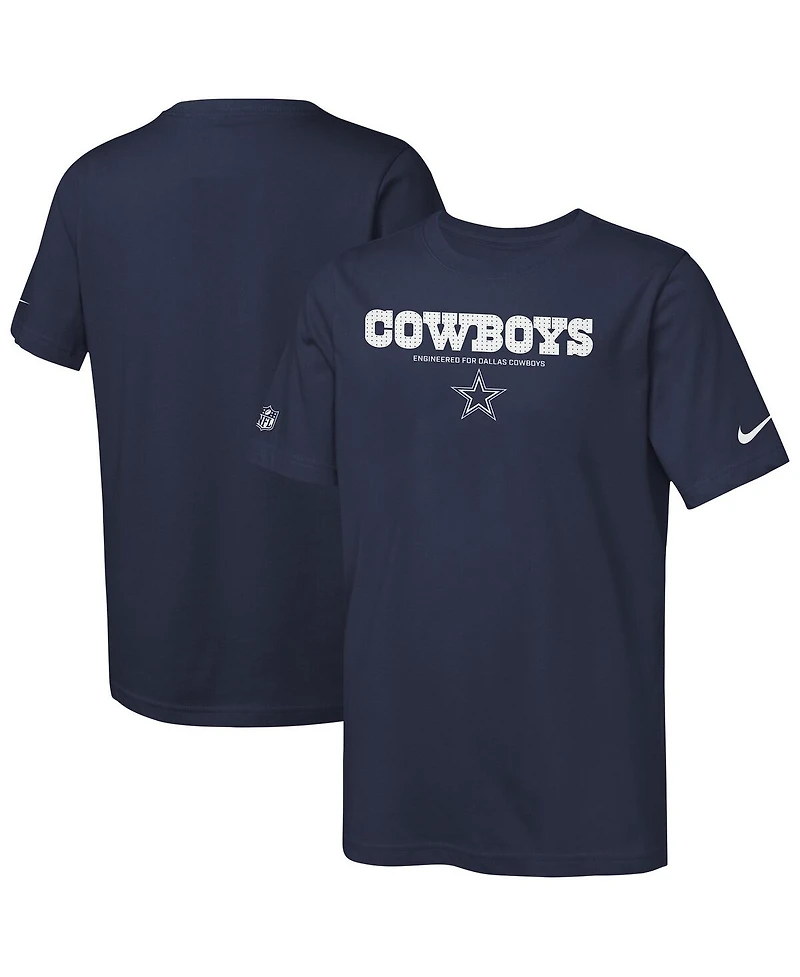 Nike Big Boys and Girls Navy Dallas Cowboys Sideline Team Issue T-Shirt