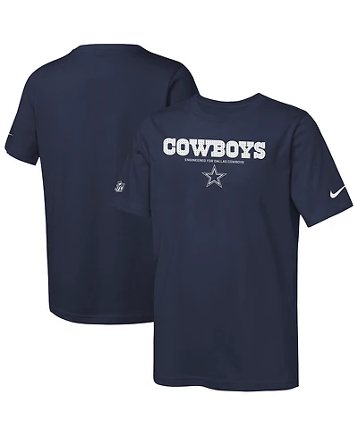 Nike Big Boys and Girls Navy Dallas Cowboys Sideline Team Issue T-Shirt