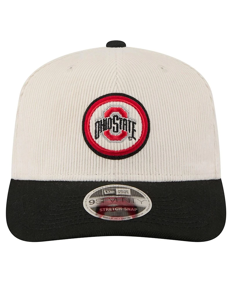 New Era Men's Cream/Black Ohio State Buckeyes Loyal Corduroy 9SEVENTY Adjustable Hat