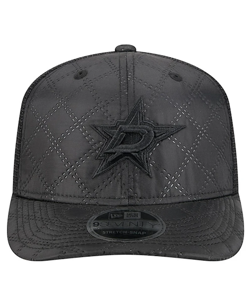New Era Men's Black Dallas Stars Quilted Nylon 9SEVENTY Adjustable Trucker Hat