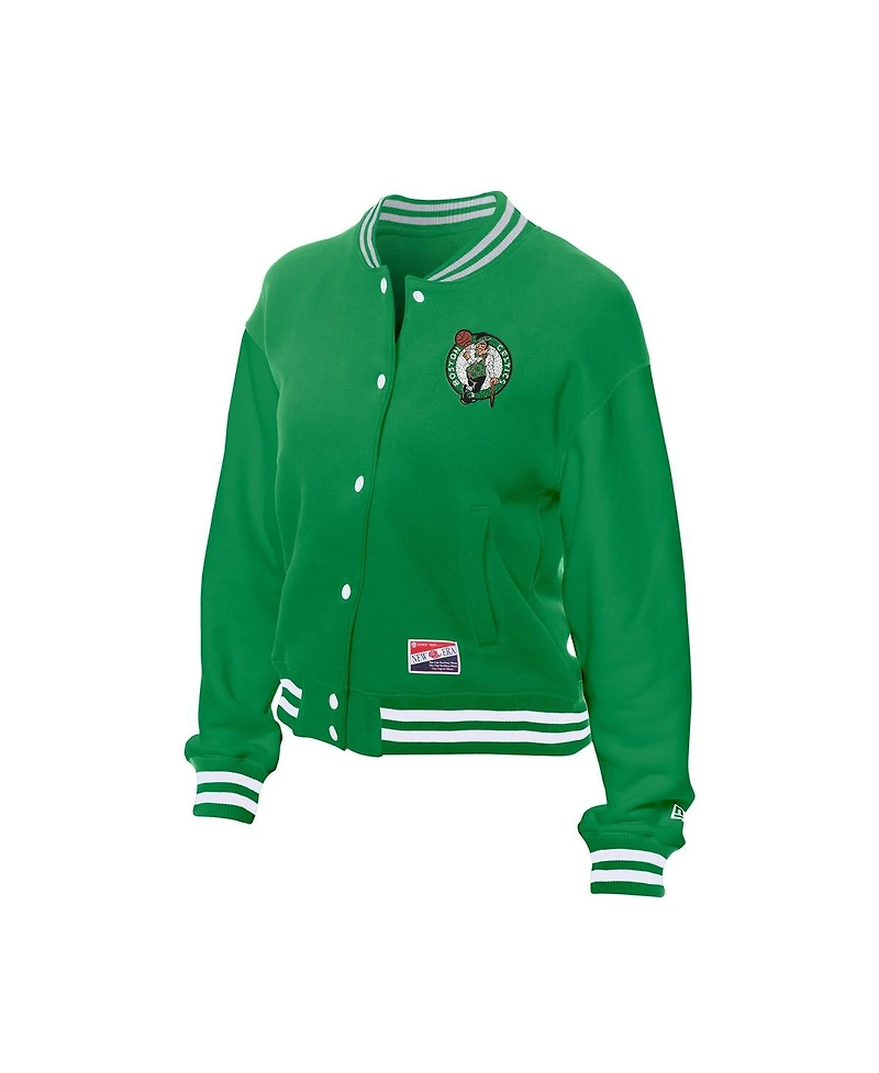New Era Women's Kelly Green Boston Celtics Throwback Full-Snap Jacket