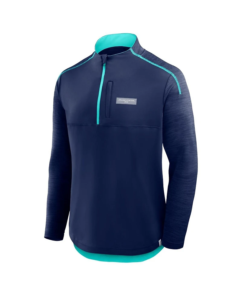 Fanatics Men's Navy Milano Cortina 2026 Winter Olympics Defender Raglan Quarter-Zip Pullover Sweatshirt