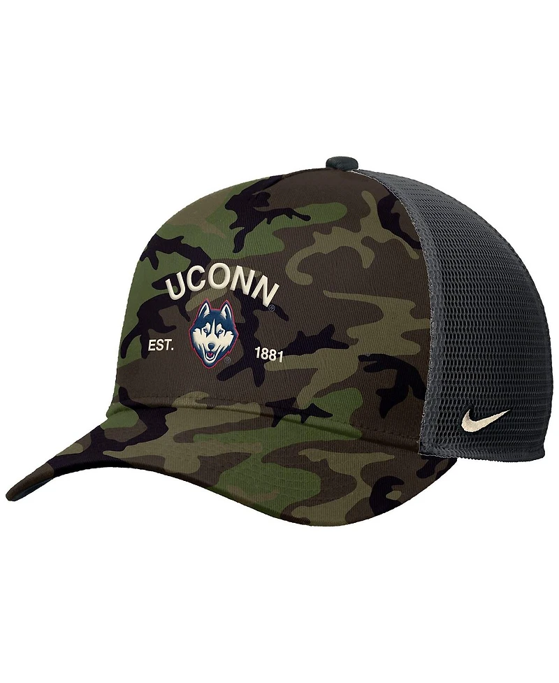 Nike Men's Camo UConn Huskies 2025 Military Appreciation Rise Adjustable Trucker Hat