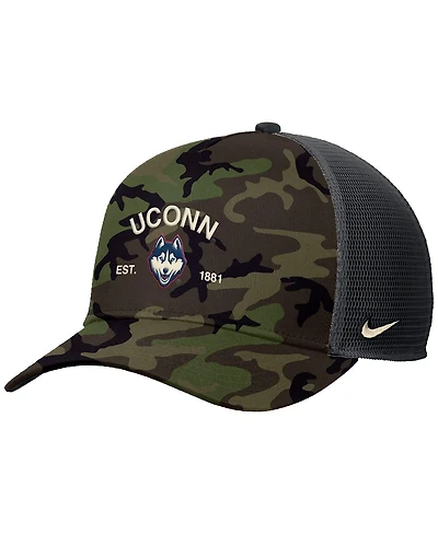 Nike Men's Camo UConn Huskies 2025 Military Appreciation Rise Adjustable Trucker Hat