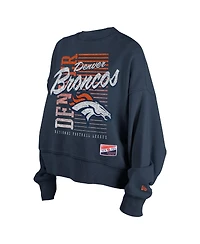 New Era Women's Navy Denver Broncos Oversized Throwback Mineral Wash Crew Neck Sweatshirt