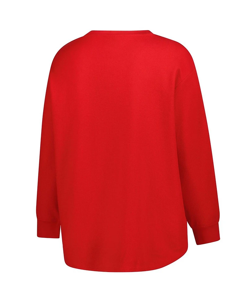 Fanatics Women's Red Georgia Bulldogs Lace-Up Waffle Knit Plus Long Sleeve T-Shirt