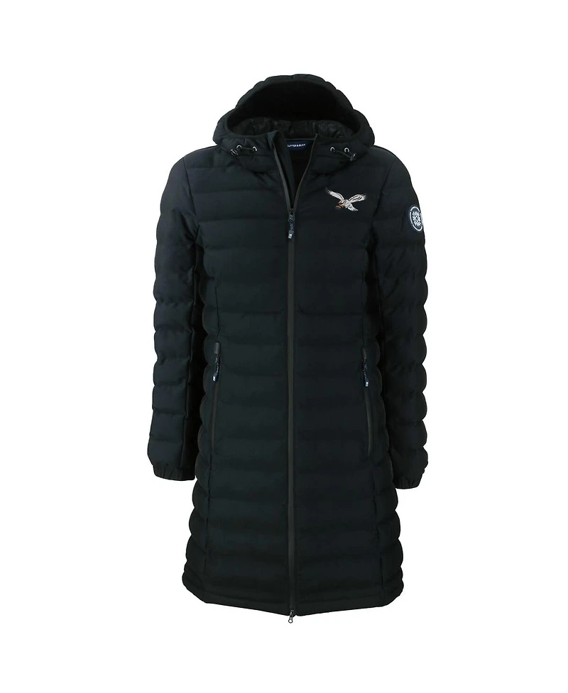 Cutter & Buck Women's Black Philadelphia Eagles Throwback Logo Mission Ridge Eco Insulated Full-Zip Puffer Jacket