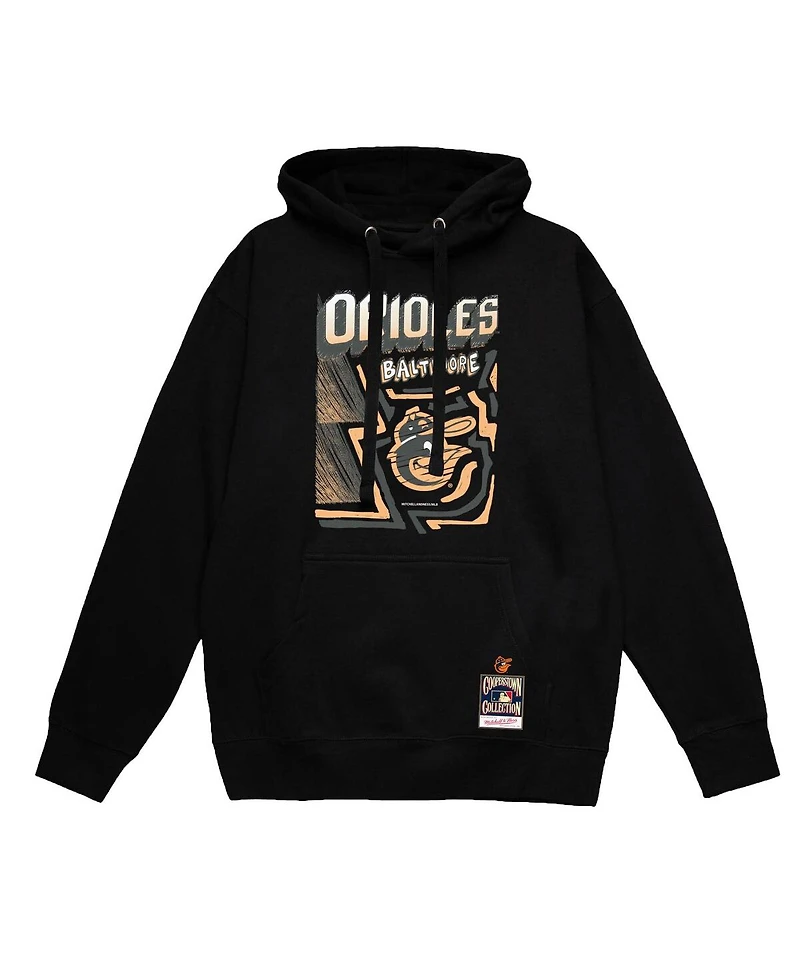Mitchell & Ness Men's Black Baltimore Orioles Sidewalk Sketch Pullover Hoodie