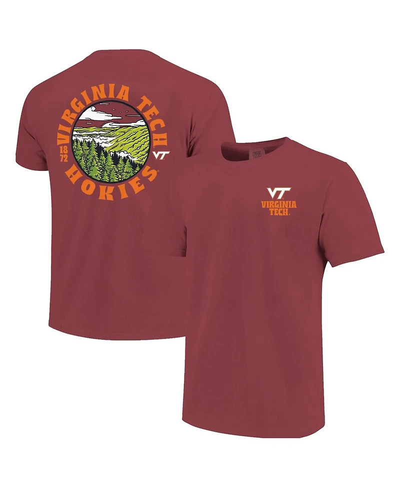 Image One Men's Maroon Virginia Tech Hokies Comfort Colors Thick Lined Landscape T-Shirt