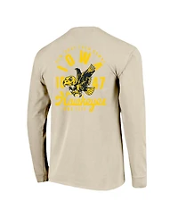 Image One Men's Natural Iowa Hawkeyes Comfort Colors Mascot Overlay Long Sleeve T-Shirt