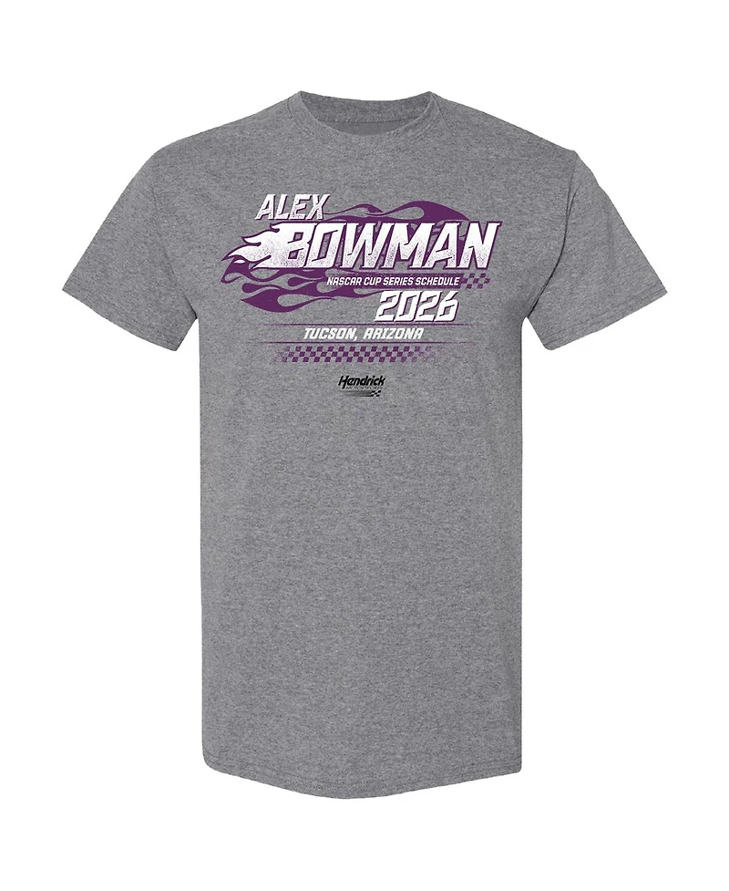 Hendrick Motorsports Team Collection Men's Heather Charcoal Alex Bowman 2026 Nascar Schedule T-Shirt