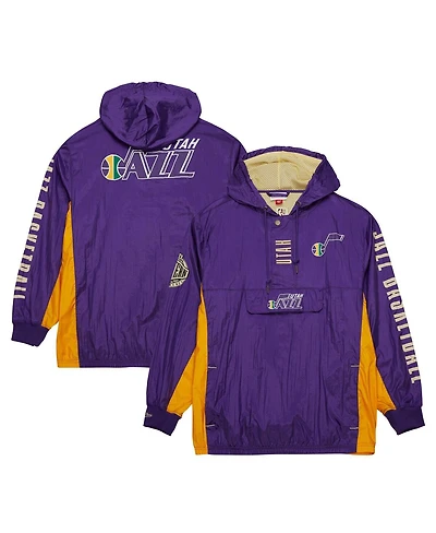 Mitchell & Ness Men's Purple Utah Jazz Team Og 2.0 Vintage Logo Anorak Windbreaker Quarter-Zip Sweatshirt