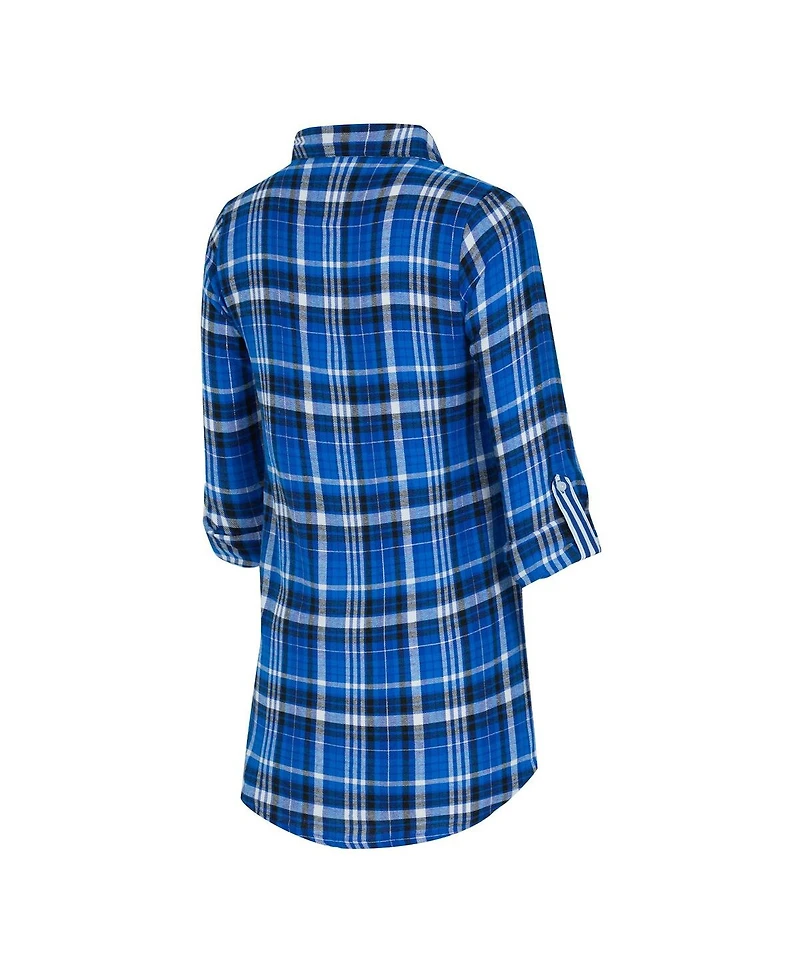 Concepts Sport Women's Blue Detroit Lions Laney Plaid Tri-Blend Nightshirt