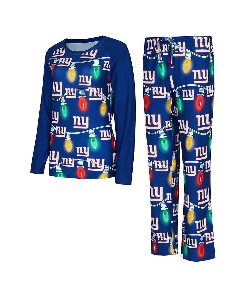 Concepts Sport Women's 2-Piece Royal New York Giants Garland Knit Raglan Long Sleeve Top and Pants Set