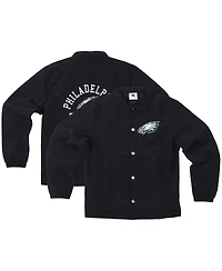 Wes & Willy Big Boys and Girls Black Philadelphia Eagles T Buck's Full-Snap Coaching Jacket