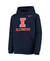 Nike Big Boys and Girls Navy Illinois Fighting Illini Stadium Club Fleece Pullover Hoodie