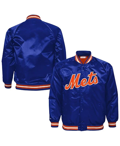 Mitchell & Ness Big Boys and Girls Royal New York Mets Cooperstown Collection Raglan Satin Full-Snap Jacket