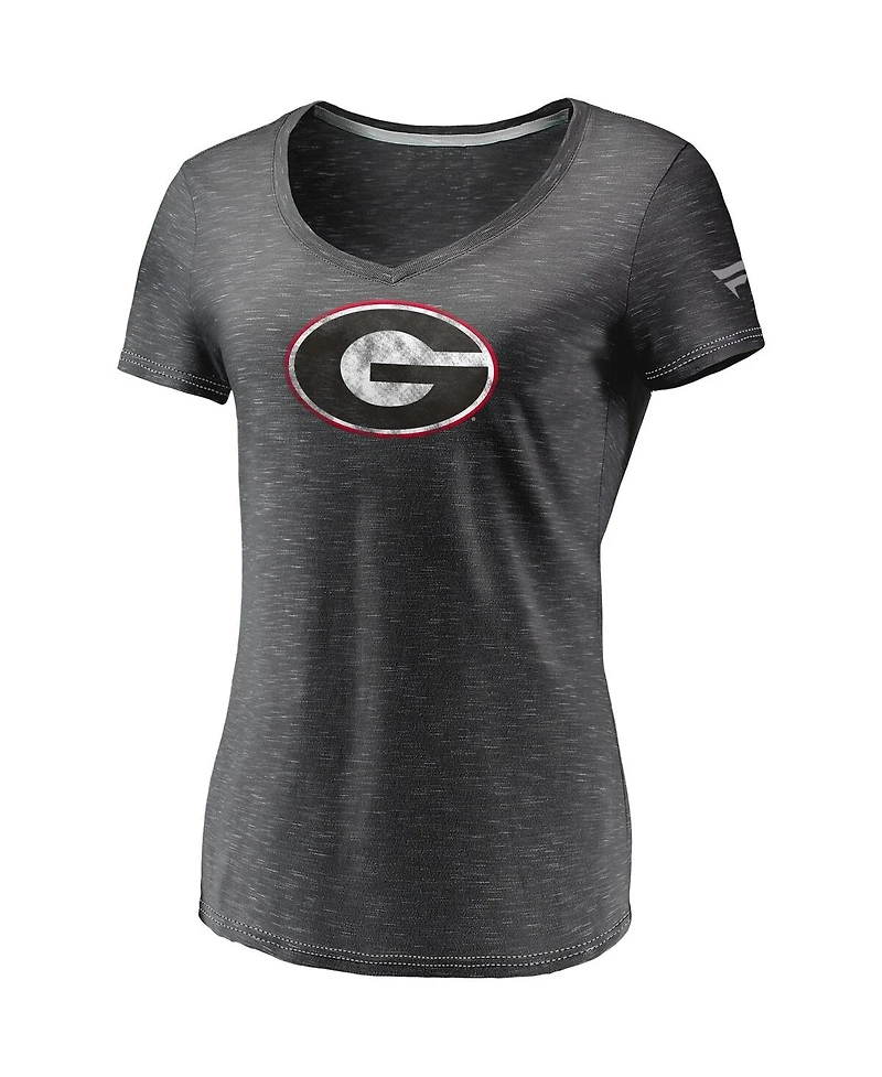 Fanatics Women's Charcoal Georgia Bulldogs Primary Logo Space-Dye V-Neck T-Shirt