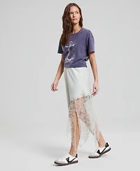 And Now This Women's Asymmetric Satin & Lace Skirt, Macy's Exclusive