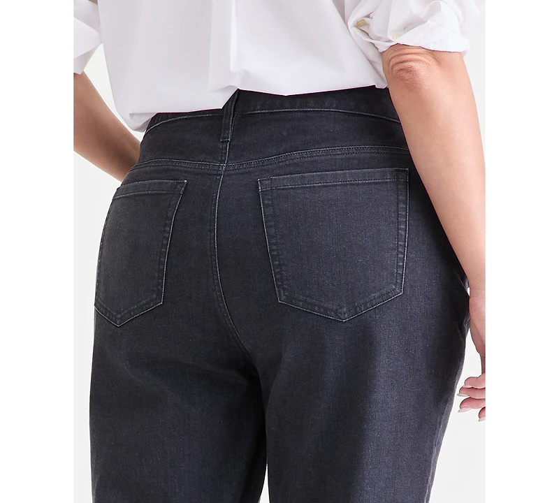 Style & Co Plus Size Embroidered High-Rise Straight-Leg Cropped Jeans, Macy's Exclusive