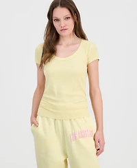 Self Esteem Juniors' Side-Ruched Ribbed-Knit T-Shirt