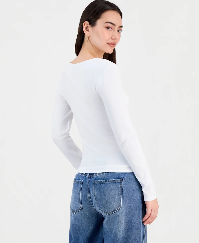 And Now This Women's Square-Neck Long-Sleeve Top, Macy's Exclusive