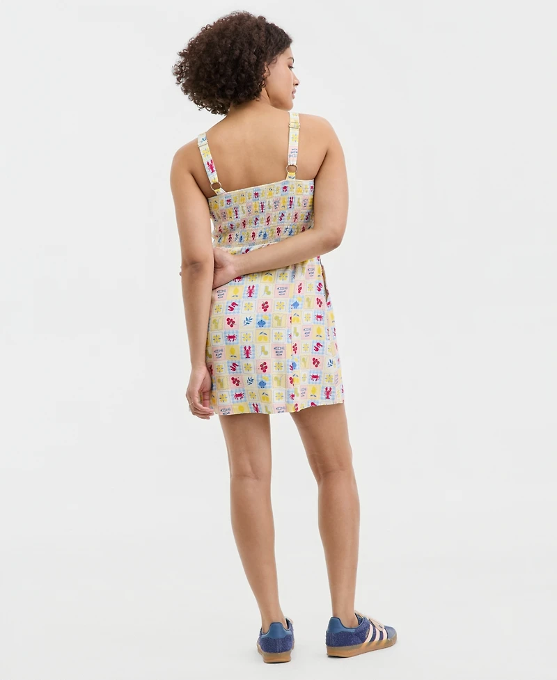 Rebel Veil Juniors' Printed Linen-Blend Mini Dress