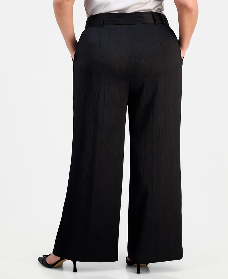 Tahari Asl Plus Crinkle-Satin Pants