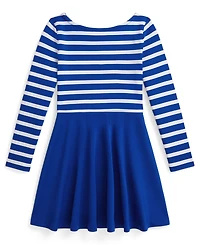 Polo Ralph Lauren Girls 2T-6X Striped Ponte Long-Sleeve Dress