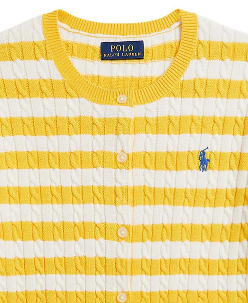 Polo Ralph Lauren Girls 7-16 Striped Mini-Cable Cardigan