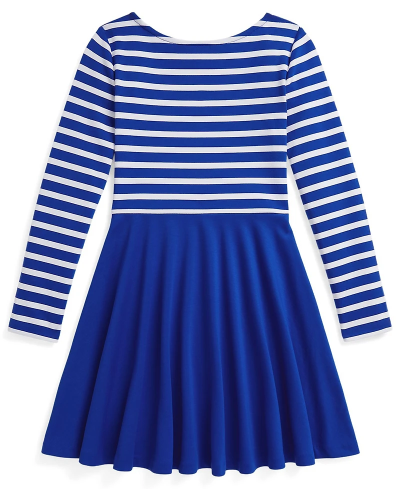 Polo Ralph Lauren Girls 7-16 Striped Stretch Ponte Long-Sleeve Dress