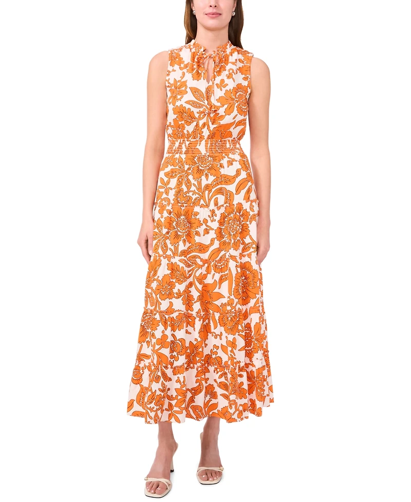 Msk Women's Sleeveless Tie Neck Maxi Dress