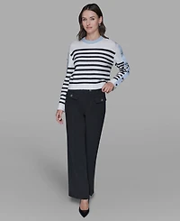 Karl Lagerfeld Paris Petite Crewneck Long-Sleeve Sweater