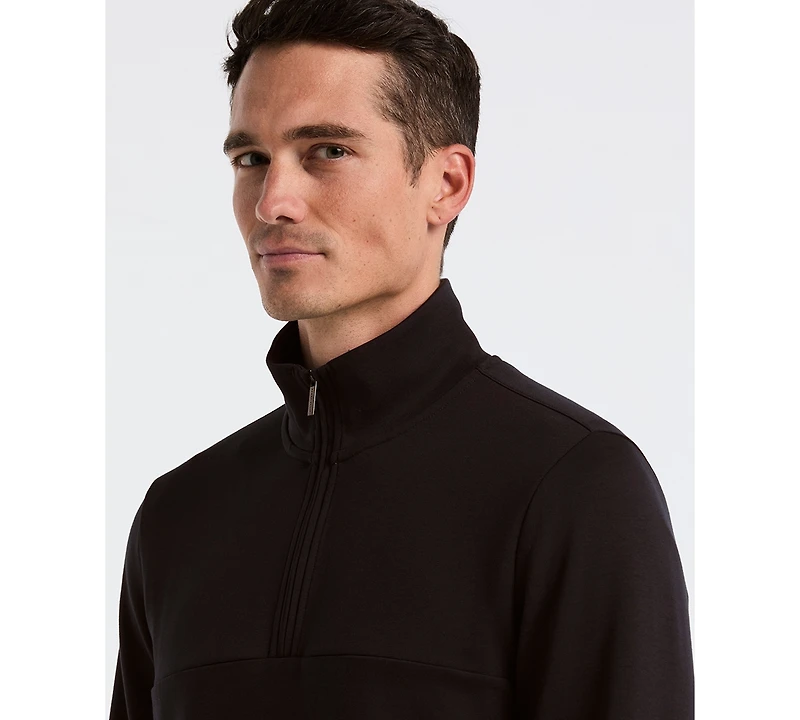 Perry Ellis Men's Neoprene Quarter Zip Long-Sleeve Sweater