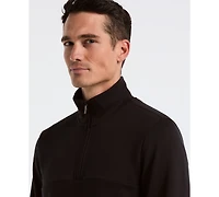 Perry Ellis Men's Neoprene Quarter Zip Long-Sleeve Sweater