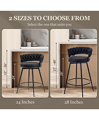 Dyhome 26 Inch Counter Height Bar Stools Set of 2, Swivel Pu Leather with Wood Backs, for Kitchen Island, Dining Room