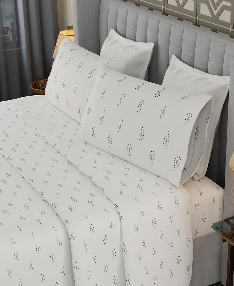 Color Sense Brushed Cool Crisp Printed Cotton 4-Pc. Sheet Set