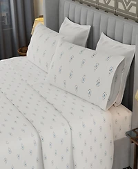 Color Sense Brushed Cool Crisp Printed Cotton 4-Pc. Sheet Set